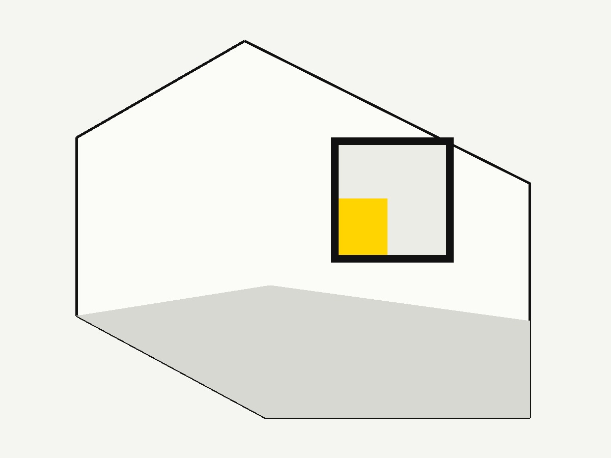 Architecture minimaliste blanche et jaune